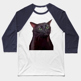 Black cat zoning out meme Baseball T-Shirt